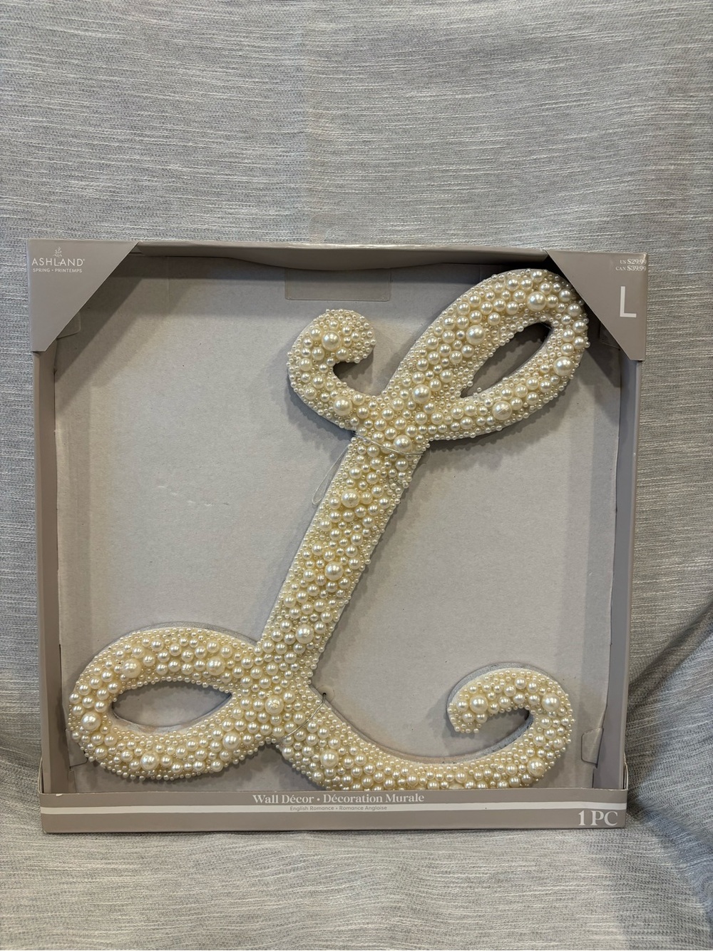 Ashland Pearl Beaded Letter L Wall Decor - Cream